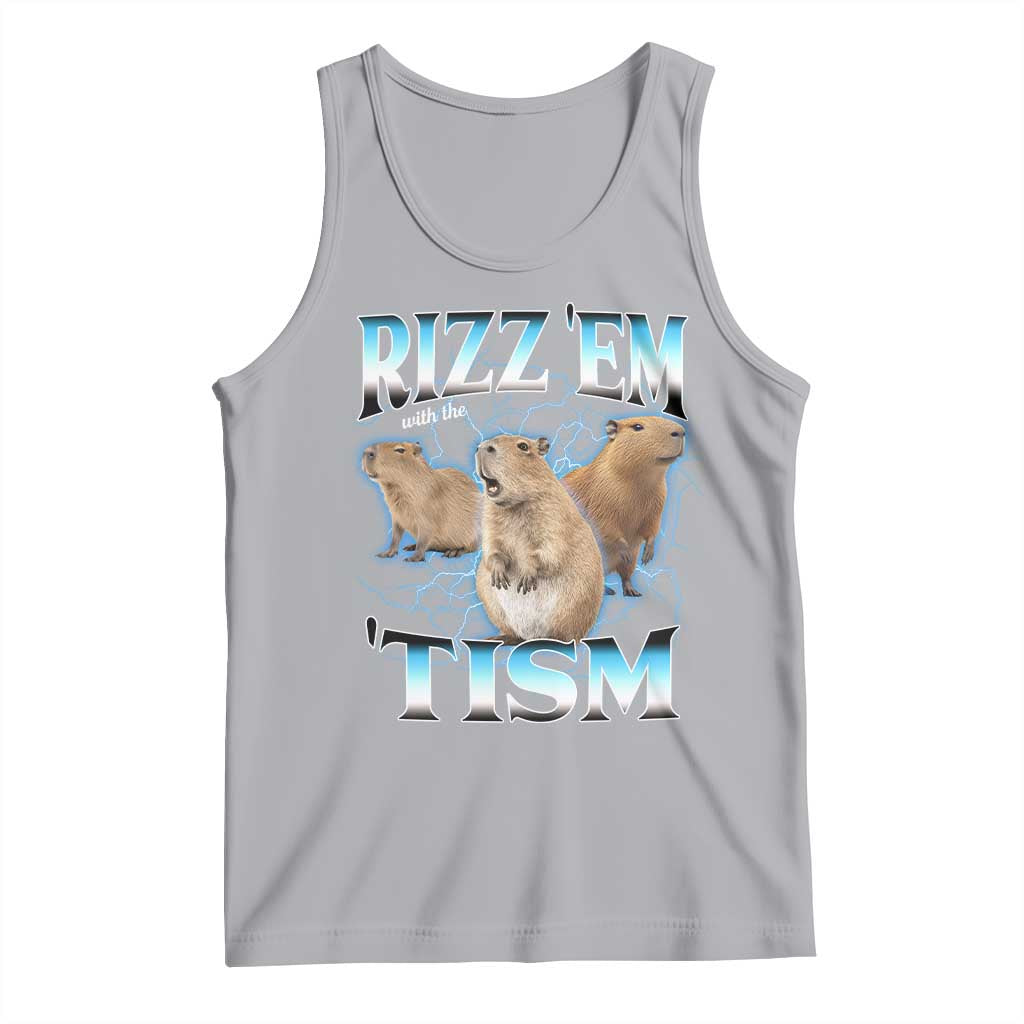 Autism Capybara Tank Top Funny Rizz Em With The Tism TS12 Athletic Heather Print Your Wear