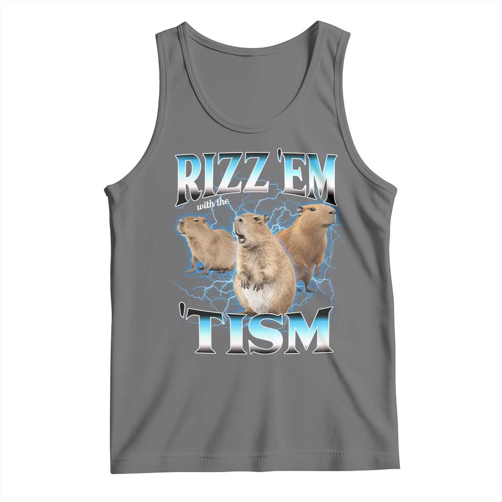 Autism Capybara Tank Top Funny Rizz Em With The Tism TS12 Black Heather Print Your Wear