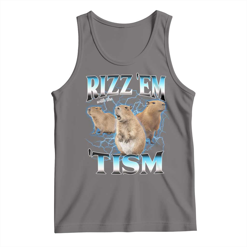 Autism Capybara Tank Top Funny Rizz Em With The Tism TS12 Deep Heather Print Your Wear