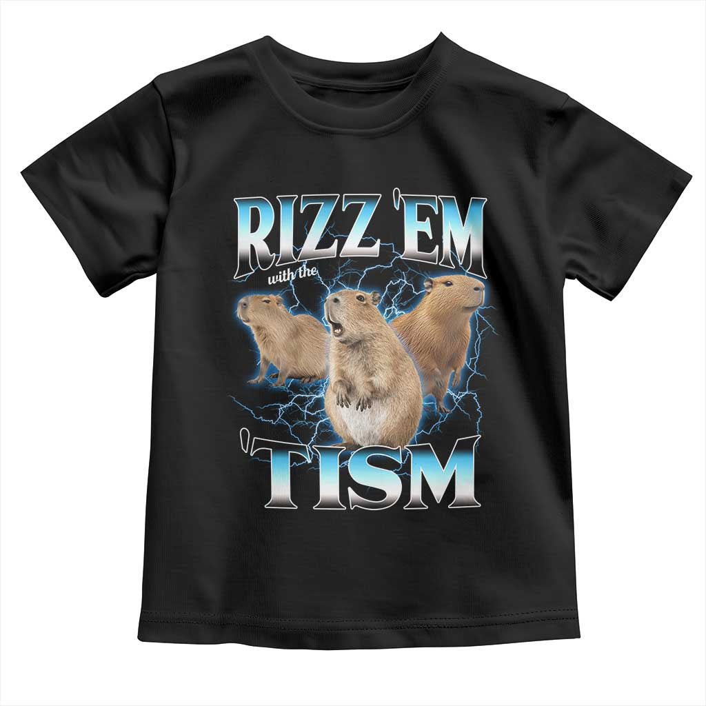 Autism Capybara Toddler T Shirt Funny Rizz Em With The Tism TS12 Black Print Your Wear