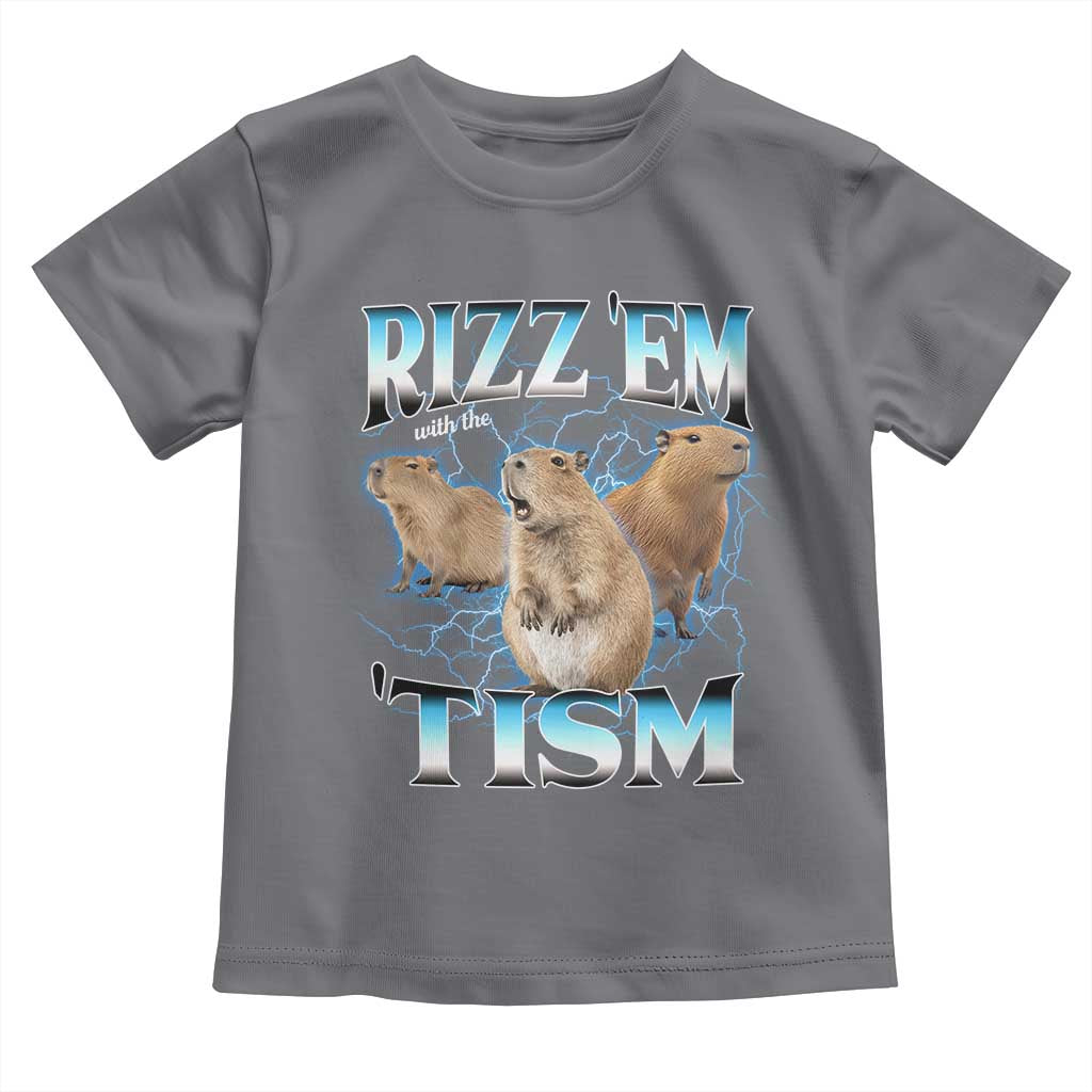 Autism Capybara Toddler T Shirt Funny Rizz Em With The Tism TS12 Charcoal Print Your Wear