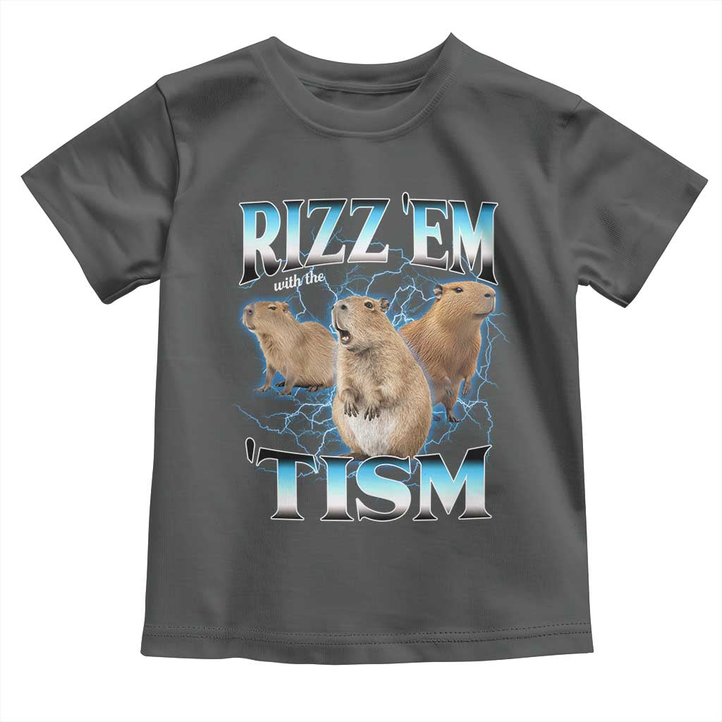 Autism Capybara Toddler T Shirt Funny Rizz Em With The Tism TS12 Dark Heather Print Your Wear
