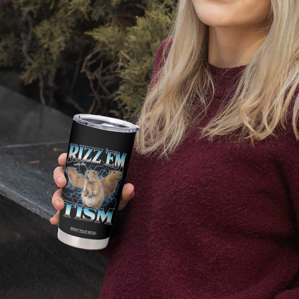 Autism Capybara Tumbler Cup Funny Rizz Em With The Tism TS12 Print Your Wear