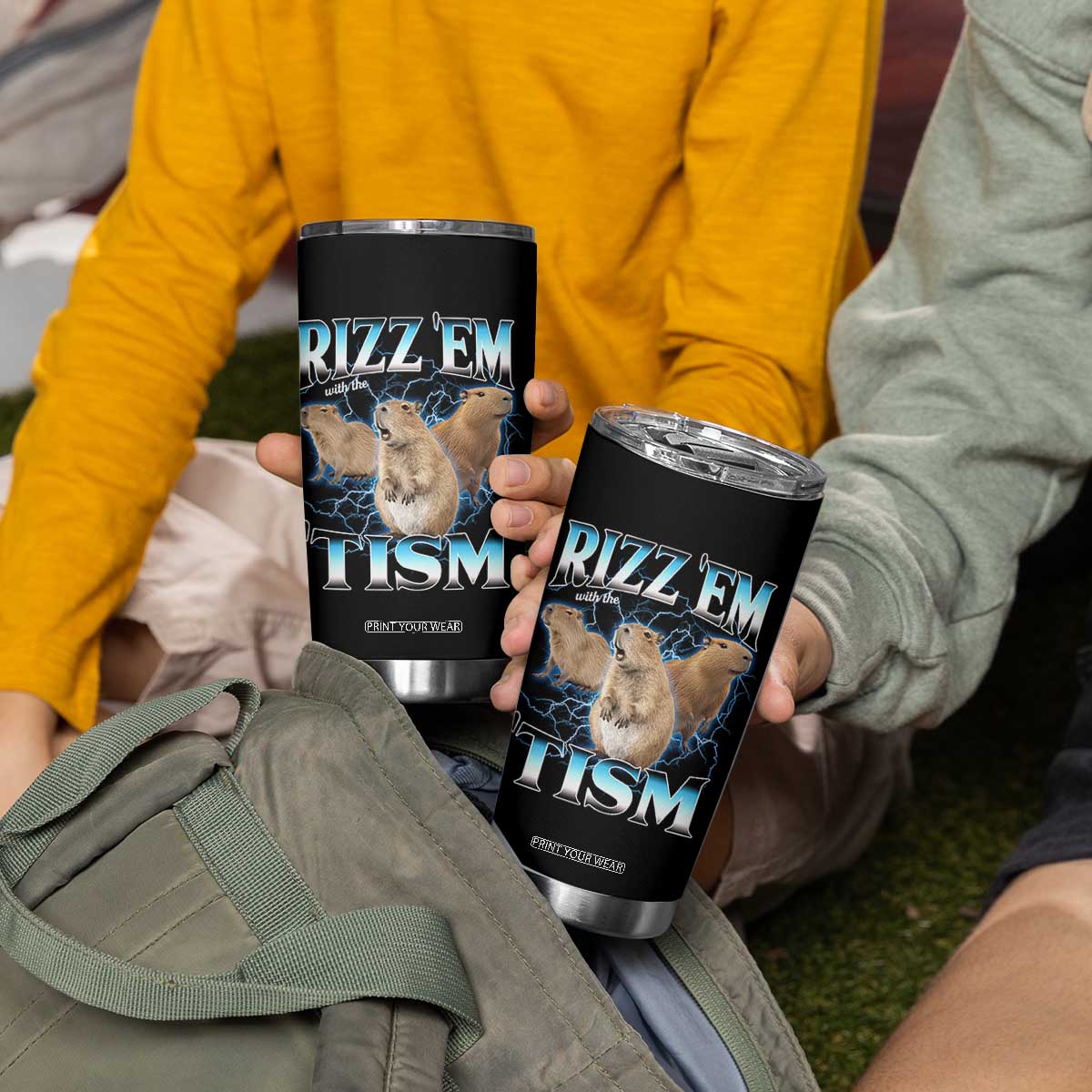 Autism Capybara Tumbler Cup Funny Rizz Em With The Tism TS12 Print Your Wear