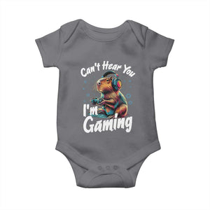 Funny Gamer Capybara Baby Onesie Can Not Hear You I Am Gaming TS12 Charcoal Print Your Wear