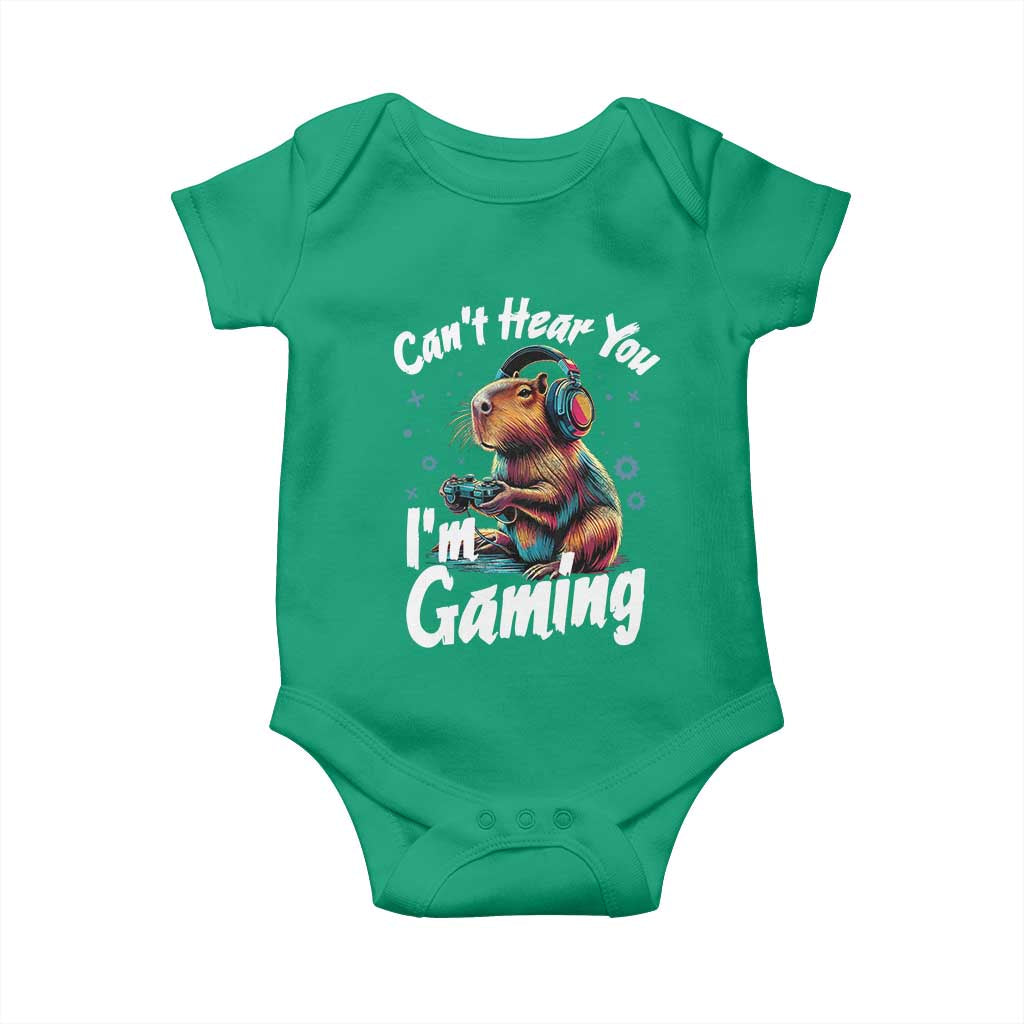 Funny Gamer Capybara Baby Onesie Can Not Hear You I Am Gaming TS12 Irish Green Print Your Wear