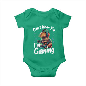 Funny Gamer Capybara Baby Onesie Can Not Hear You I Am Gaming TS12 Irish Green Print Your Wear