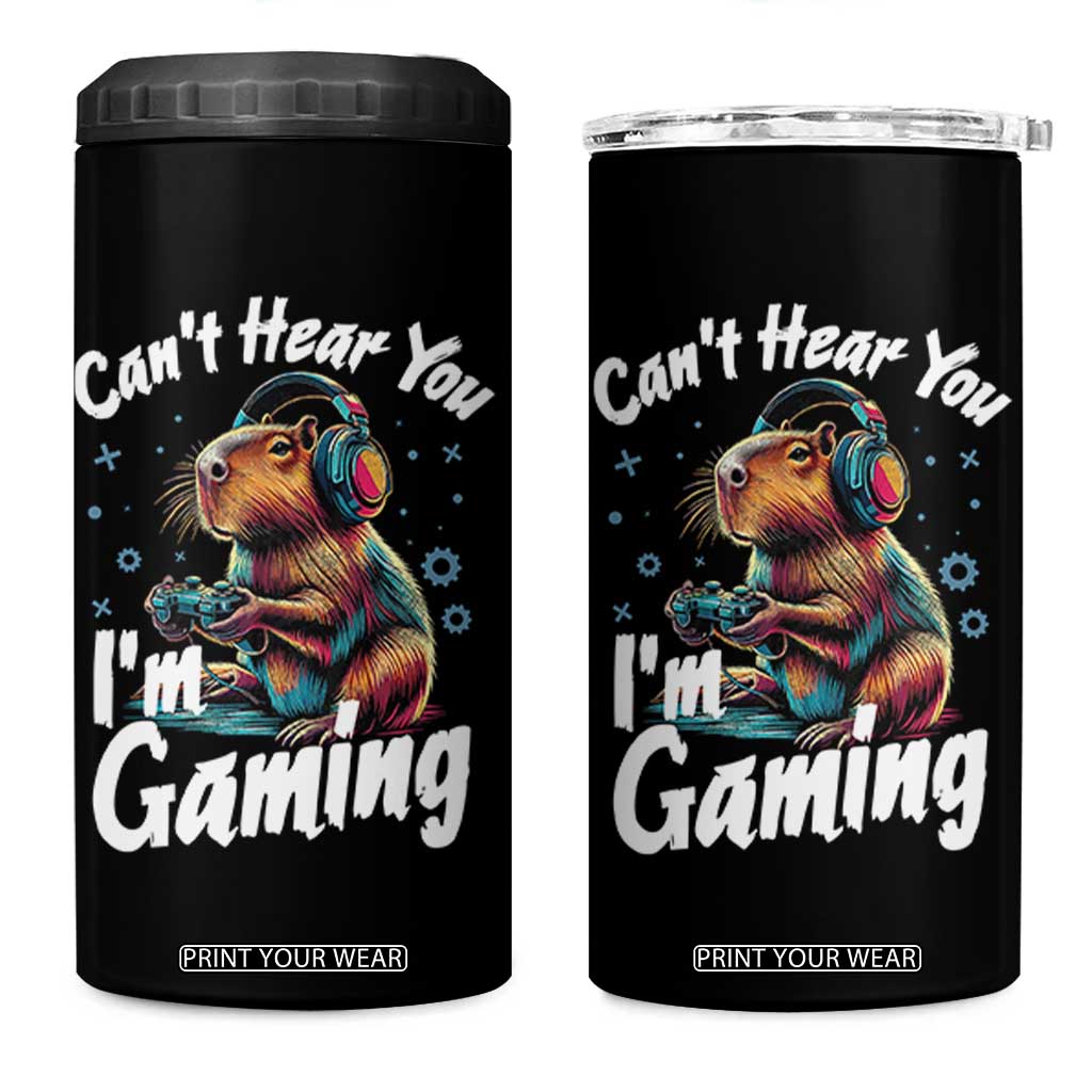 Funny Gamer Capybara 4 in 1 Can Cooler Tumbler Can Not Hear You I Am Gaming TS12 One Size: 16 oz Black Print Your Wear