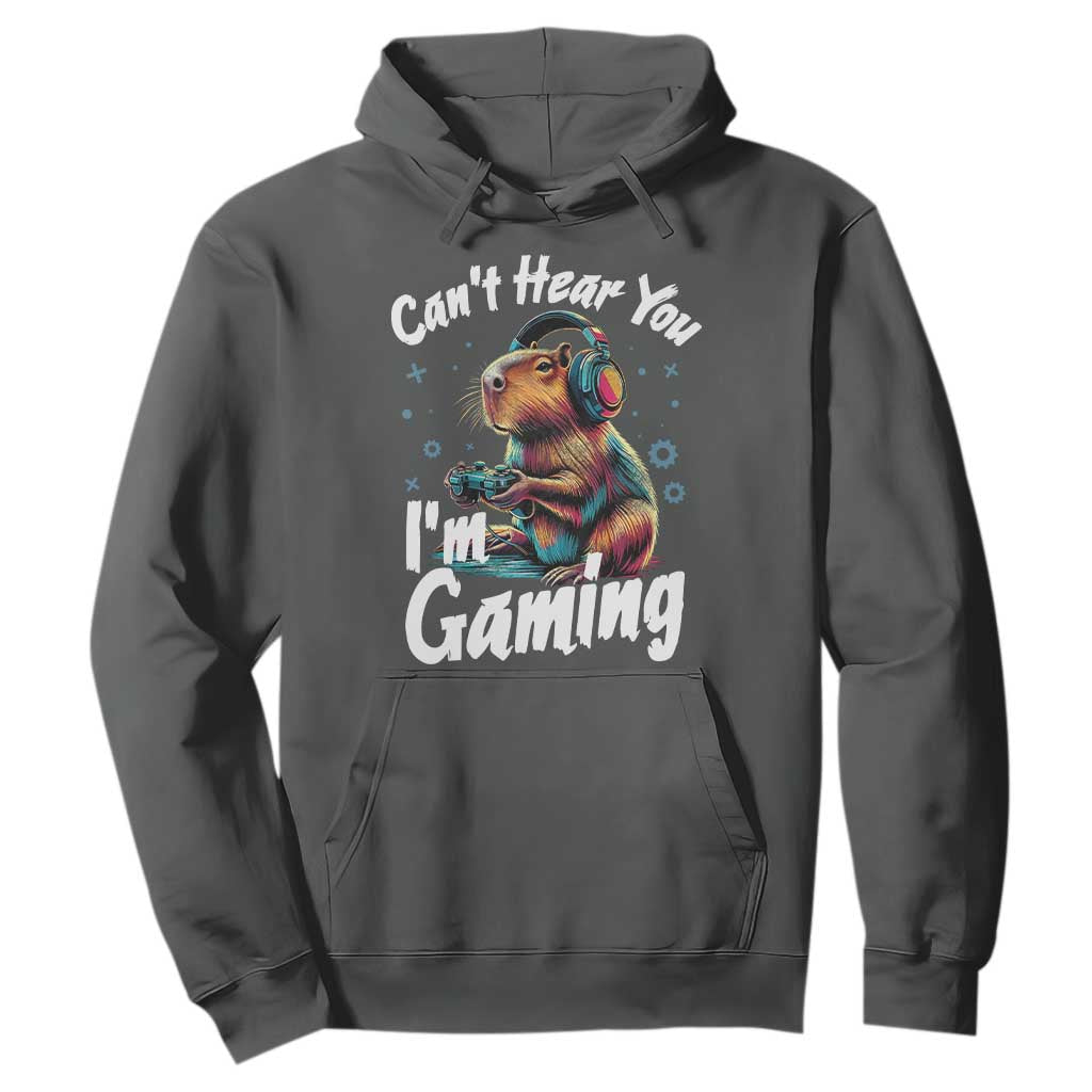Funny Gamer Capybara Hoodie Can Not Hear You I Am Gaming TS12 Dark Heather Print Your Wear