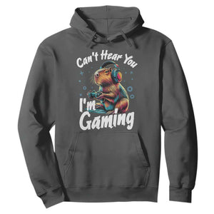 Funny Gamer Capybara Hoodie Can Not Hear You I Am Gaming TS12 Dark Heather Print Your Wear