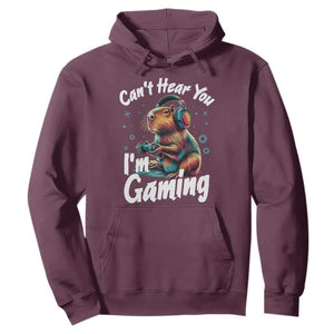 Funny Gamer Capybara Hoodie Can Not Hear You I Am Gaming TS12 Maroon Print Your Wear