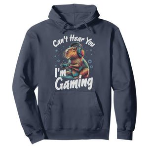 Funny Gamer Capybara Hoodie Can Not Hear You I Am Gaming TS12 Navy Print Your Wear