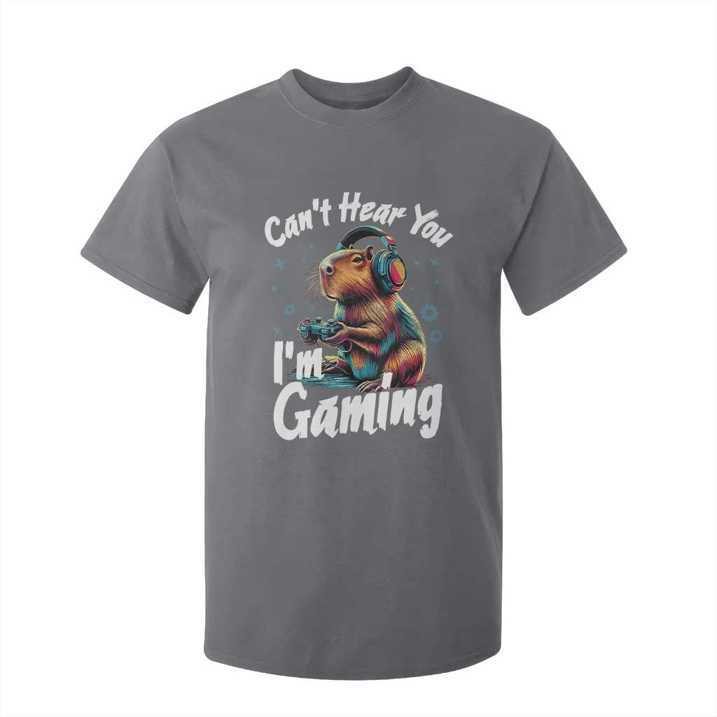 Funny Gamer Capybara T Shirt For Kid Can Not Hear You I Am Gaming TS12 Charcoal Print Your Wear