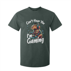 Funny Gamer Capybara T Shirt For Kid Can Not Hear You I Am Gaming TS12 Dark Forest Green Print Your Wear