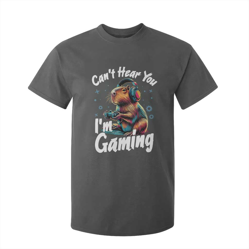Funny Gamer Capybara T Shirt For Kid Can Not Hear You I Am Gaming TS12 Dark Heather Print Your Wear