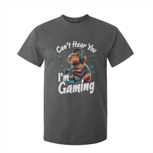 Funny Gamer Capybara T Shirt For Kid Can Not Hear You I Am Gaming TS12 Dark Heather Print Your Wear