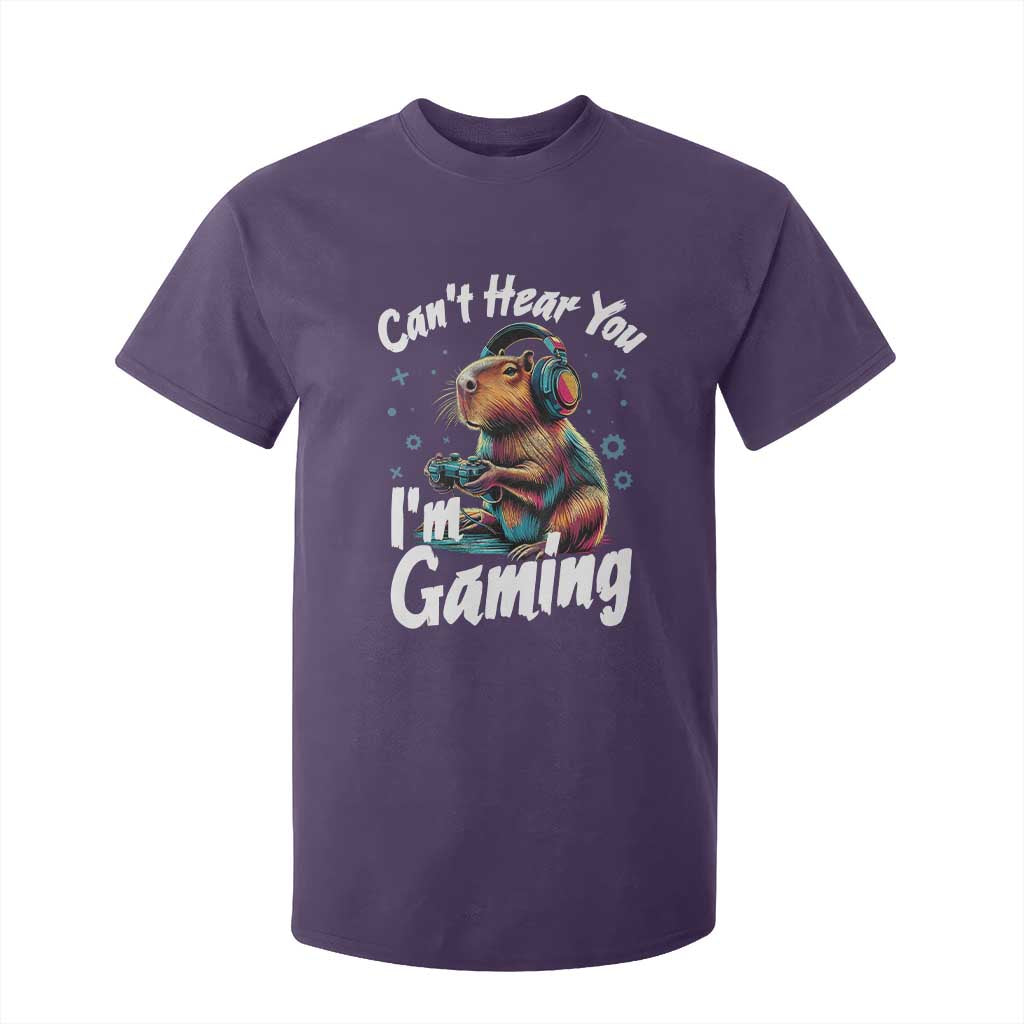 Funny Gamer Capybara T Shirt For Kid Can Not Hear You I Am Gaming TS12 Purple Print Your Wear