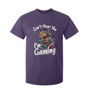 Funny Gamer Capybara T Shirt For Kid Can Not Hear You I Am Gaming TS12 Purple Print Your Wear