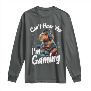 Funny Gamer Capybara Long Sleeve Shirt Can Not Hear You I Am Gaming TS12 Dark Heather Print Your Wear