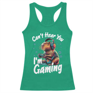 Funny Gamer Capybara Racerback Tank Top Can Not Hear You I Am Gaming TS12 Irish Green Print Your Wear