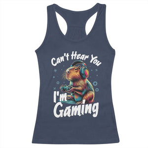 Funny Gamer Capybara Racerback Tank Top Can Not Hear You I Am Gaming TS12 Navy Print Your Wear