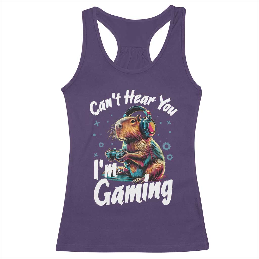Funny Gamer Capybara Racerback Tank Top Can Not Hear You I Am Gaming TS12 Purple Print Your Wear