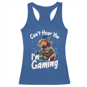 Funny Gamer Capybara Racerback Tank Top Can Not Hear You I Am Gaming TS12 Royal Blue Print Your Wear