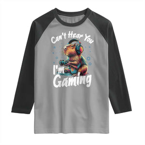 Funny Gamer Capybara Raglan Shirt Can Not Hear You I Am Gaming TS12 Sport Gray Black Print Your Wear