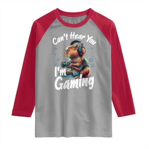 Funny Gamer Capybara Raglan Shirt Can Not Hear You I Am Gaming TS12 Sport Gray Red Print Your Wear