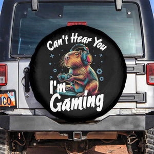 Funny Gamer Capybara Spare Tire Cover Can Not Hear You I Am Gaming TS12 No hole Black Print Your Wear
