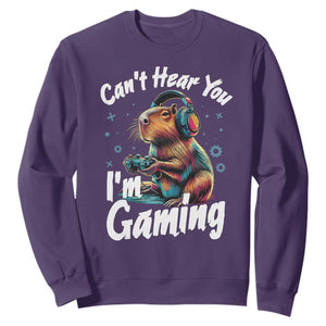 Funny Gamer Capybara Sweatshirt Can Not Hear You I Am Gaming TS12 Purple Print Your Wear
