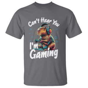 Funny Gamer Capybara T Shirt Can Not Hear You I Am Gaming TS12 Charcoal Print Your Wear