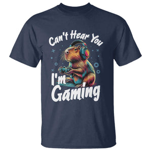 Funny Gamer Capybara T Shirt Can Not Hear You I Am Gaming TS12 Navy Print Your Wear
