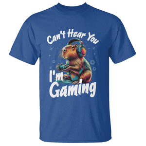 Funny Gamer Capybara T Shirt Can Not Hear You I Am Gaming TS12 Royal Blue Print Your Wear