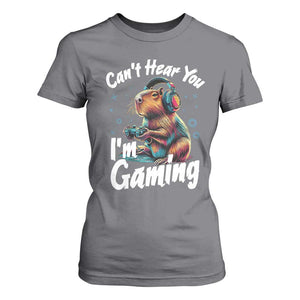 Funny Gamer Capybara T Shirt For Women Can Not Hear You I Am Gaming TS12 Charcoal Print Your Wear