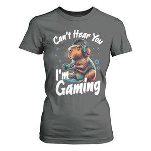 Funny Gamer Capybara T Shirt For Women Can Not Hear You I Am Gaming TS12 Dark Heather Print Your Wear