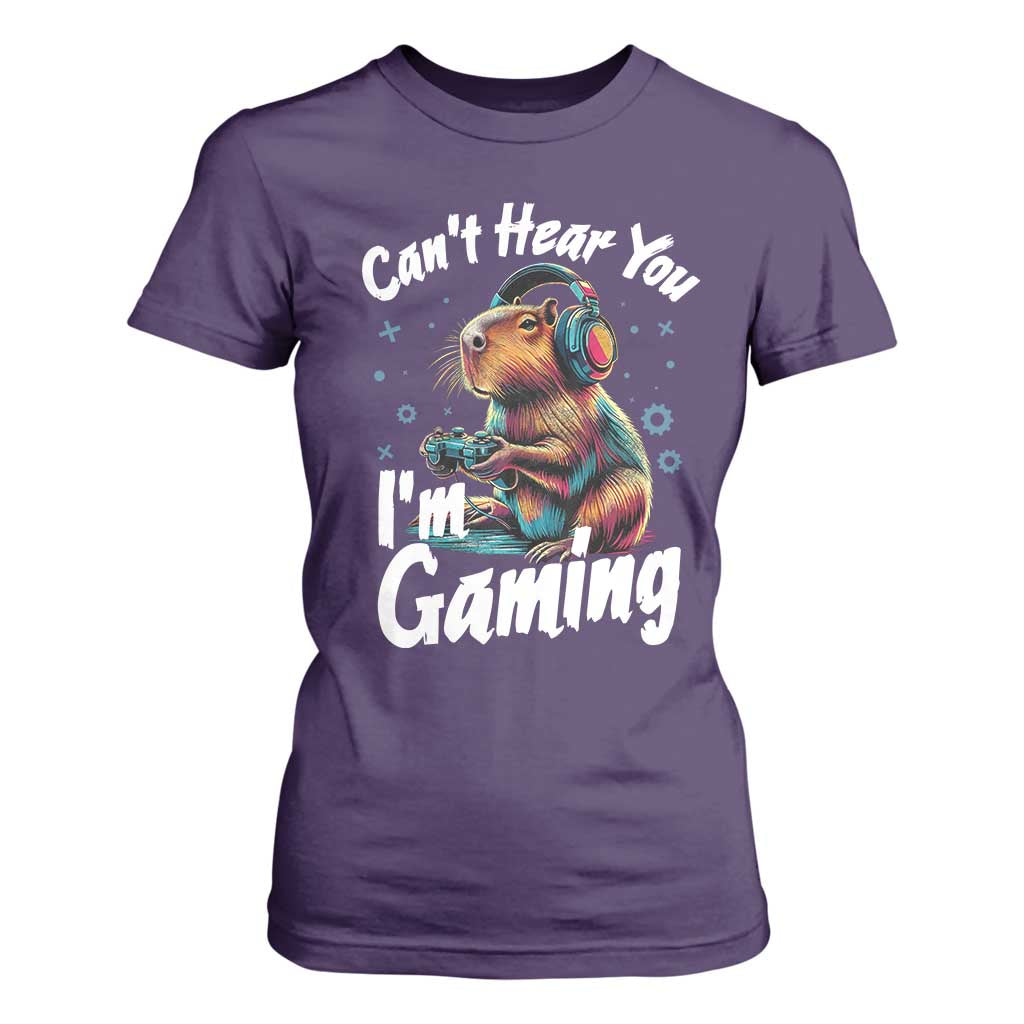 Funny Gamer Capybara T Shirt For Women Can Not Hear You I Am Gaming TS12 Purple Print Your Wear