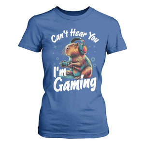 Funny Gamer Capybara T Shirt For Women Can Not Hear You I Am Gaming TS12 Royal Blue Print Your Wear
