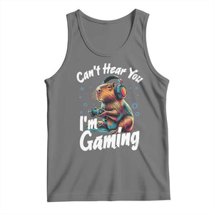 Funny Gamer Capybara Tank Top Can Not Hear You I Am Gaming TS12 Black Heather Print Your Wear