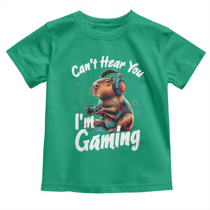 Funny Gamer Capybara Toddler T Shirt Can Not Hear You I Am Gaming TS12 Irish Green Print Your Wear