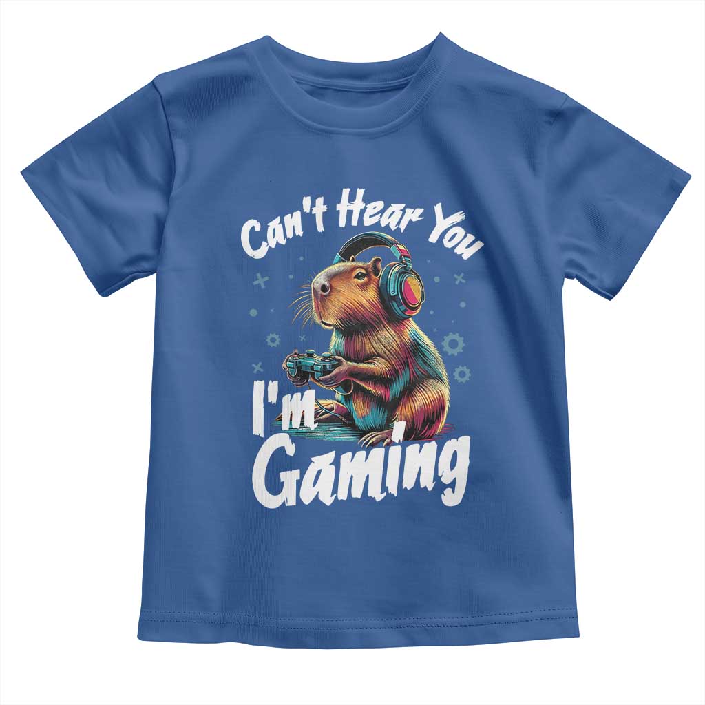 Funny Gamer Capybara Toddler T Shirt Can Not Hear You I Am Gaming TS12 Royal Blue Print Your Wear