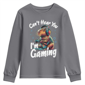 Funny Gamer Capybara Youth Sweatshirt Can Not Hear You I Am Gaming TS12 Charcoal Print Your Wear