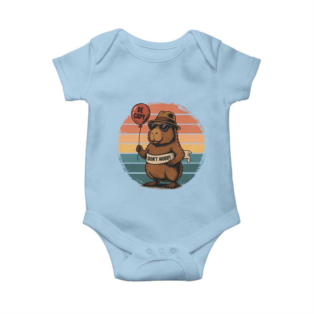 Funny Capybara Baby Onesie Be Capy Do Not Worry For Animal Lovers TS12 Light Blue Print Your Wear