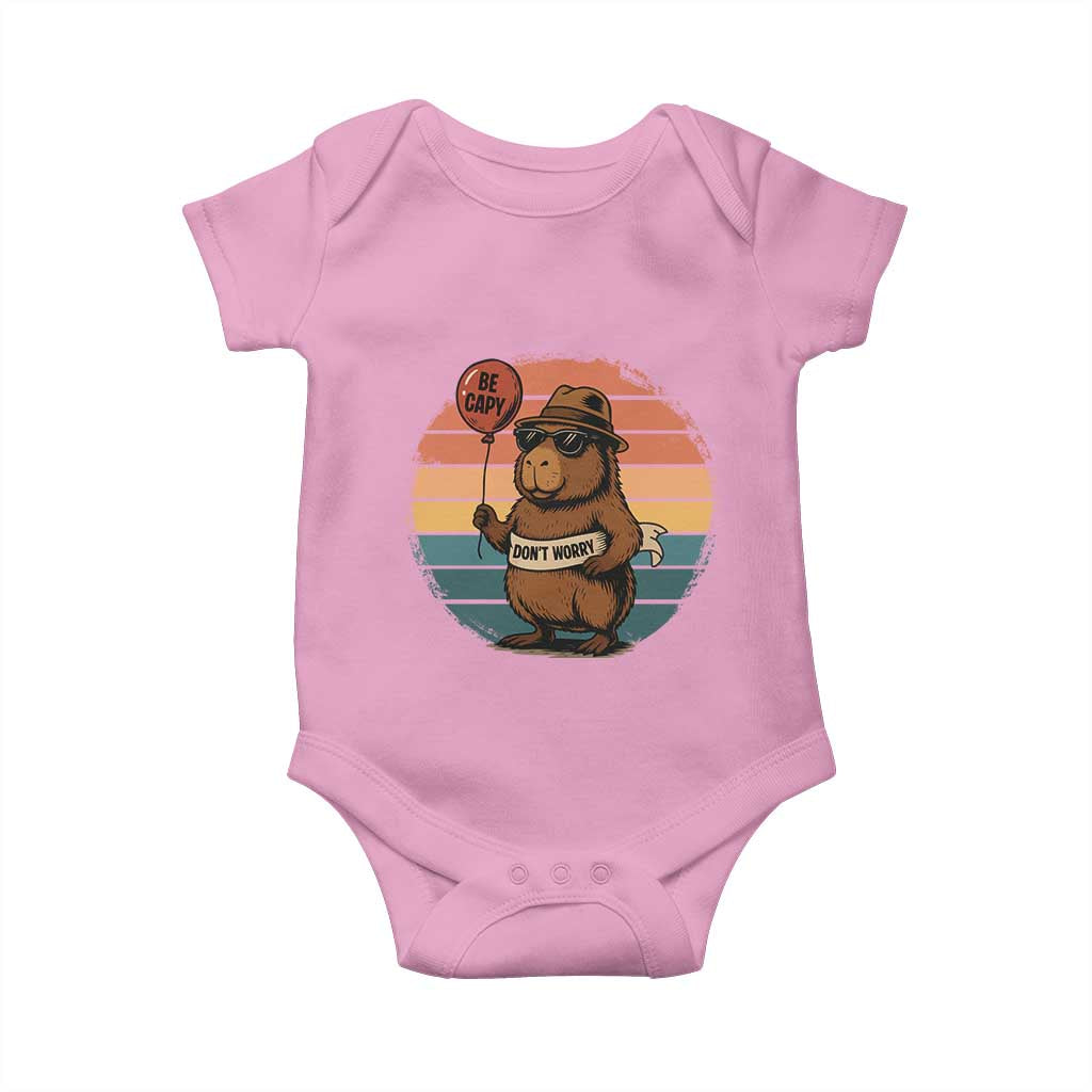 Funny Capybara Baby Onesie Be Capy Do Not Worry For Animal Lovers TS12 Light Pink Print Your Wear