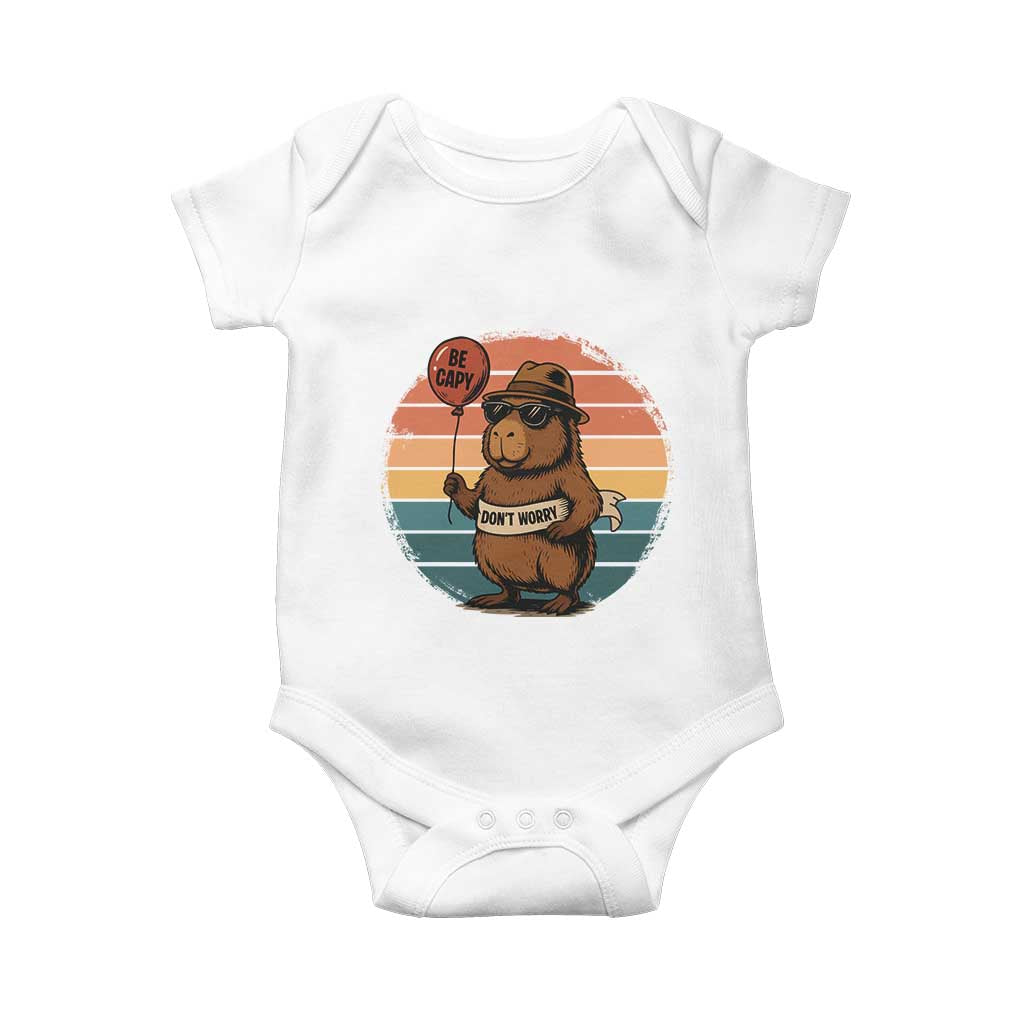 Funny Capybara Baby Onesie Be Capy Do Not Worry For Animal Lovers TS12 White Print Your Wear