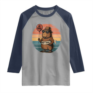 Funny Capybara Raglan Shirt Be Capy Do Not Worry For Animal Lovers TS12 Sport Gray Navy Print Your Wear