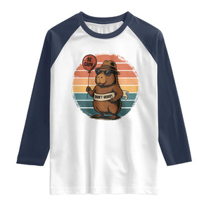 Funny Capybara Raglan Shirt Be Capy Do Not Worry For Animal Lovers TS12 White Navy Print Your Wear