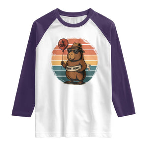 Funny Capybara Raglan Shirt Be Capy Do Not Worry For Animal Lovers TS12 White Purple Print Your Wear