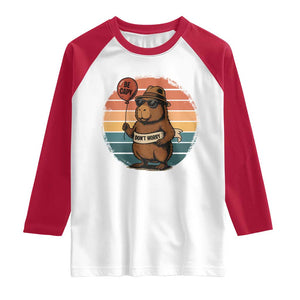Funny Capybara Raglan Shirt Be Capy Do Not Worry For Animal Lovers TS12 White Red Print Your Wear