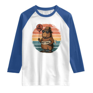 Funny Capybara Raglan Shirt Be Capy Do Not Worry For Animal Lovers TS12 White Royal Print Your Wear
